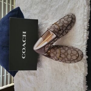 Coach Signature Brown Loafers with Gold Accent